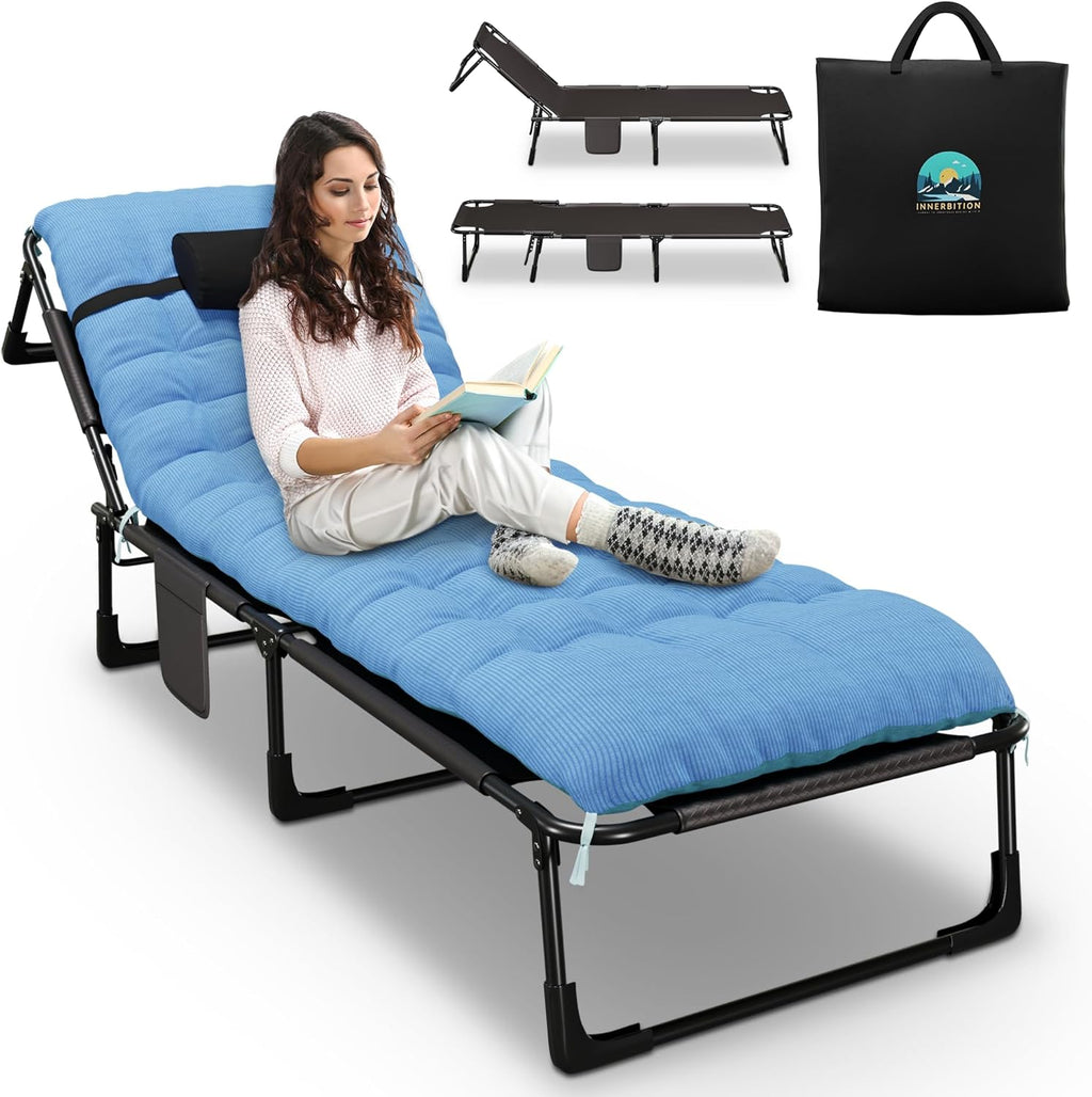 Heavy Duty Folding Camping Cot with Pillow, Cushion & Carrying Bag D407238