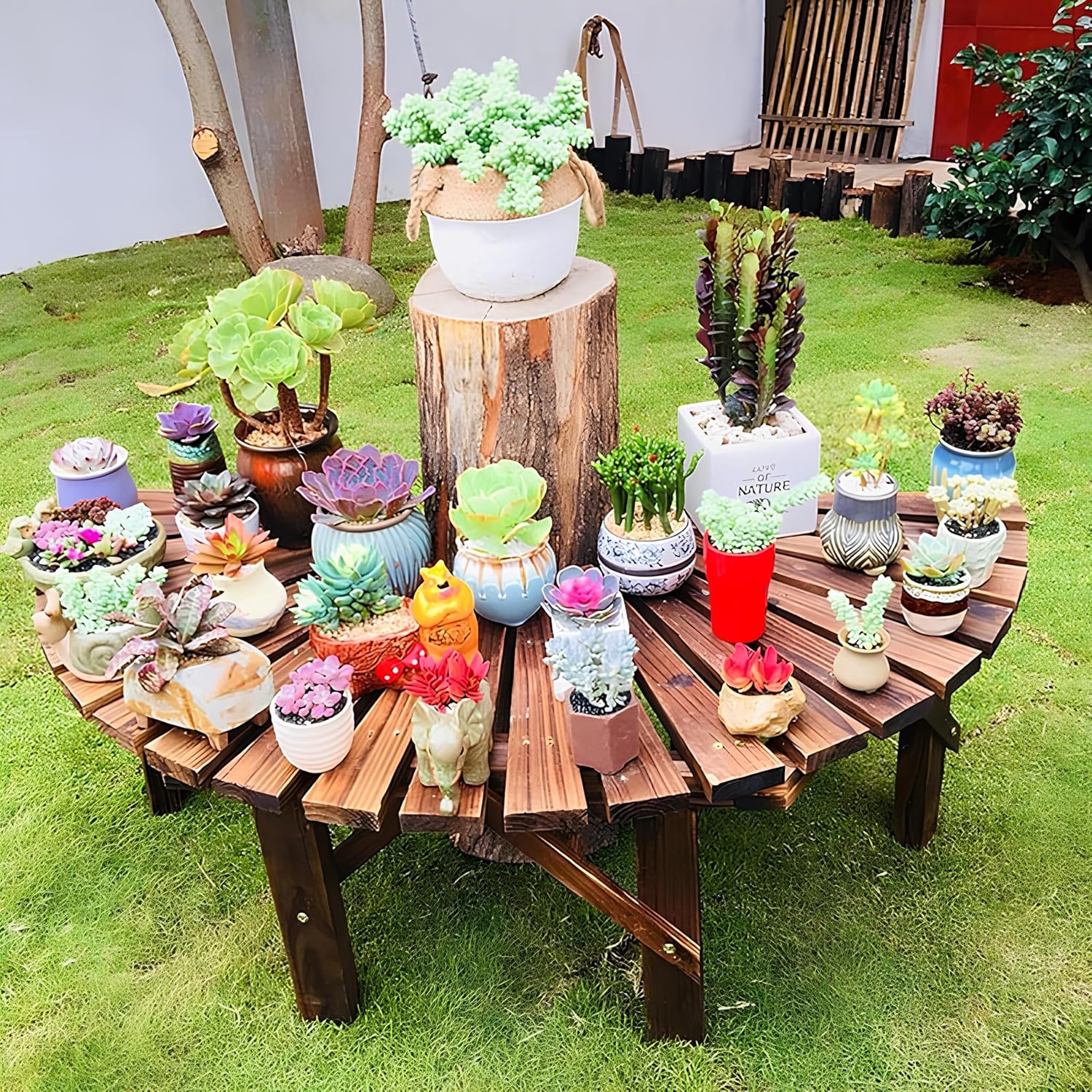 Wooden Outdoor Curved Bench D1803