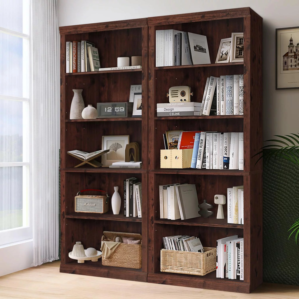 Wooden 5-Shelf Bookcase with Adjustable Shelves F6804