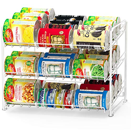 Stackable Can Rack, Silver, Adjustable Plastic Dividers, Holds 36 Cans L670915