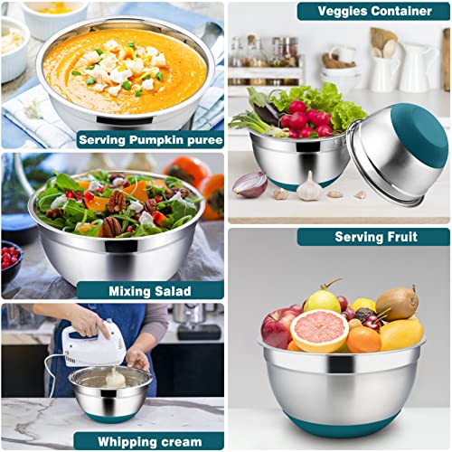 Set of 5 Stainless Steel Mixing Bowls with Lids (Black) Y322394