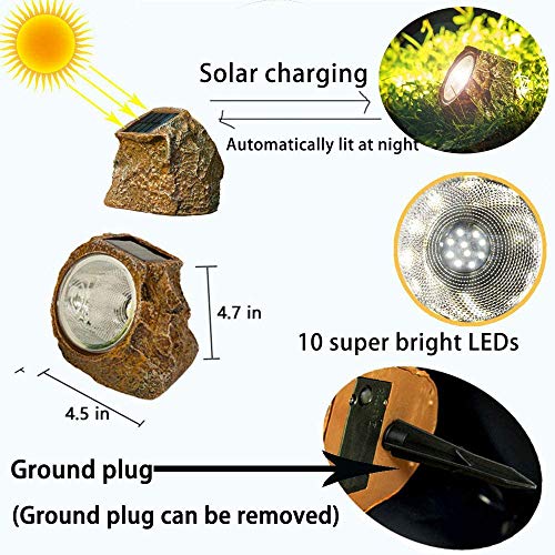 2 Pack 10 LED Waterproof Solar Powered Rock Light B68140