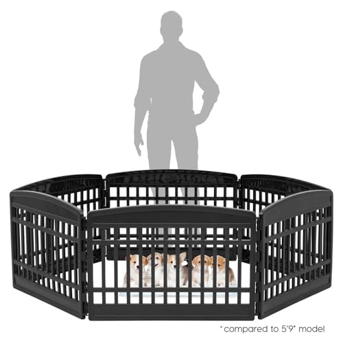 Black 6-Panel Dog Playpen W129
