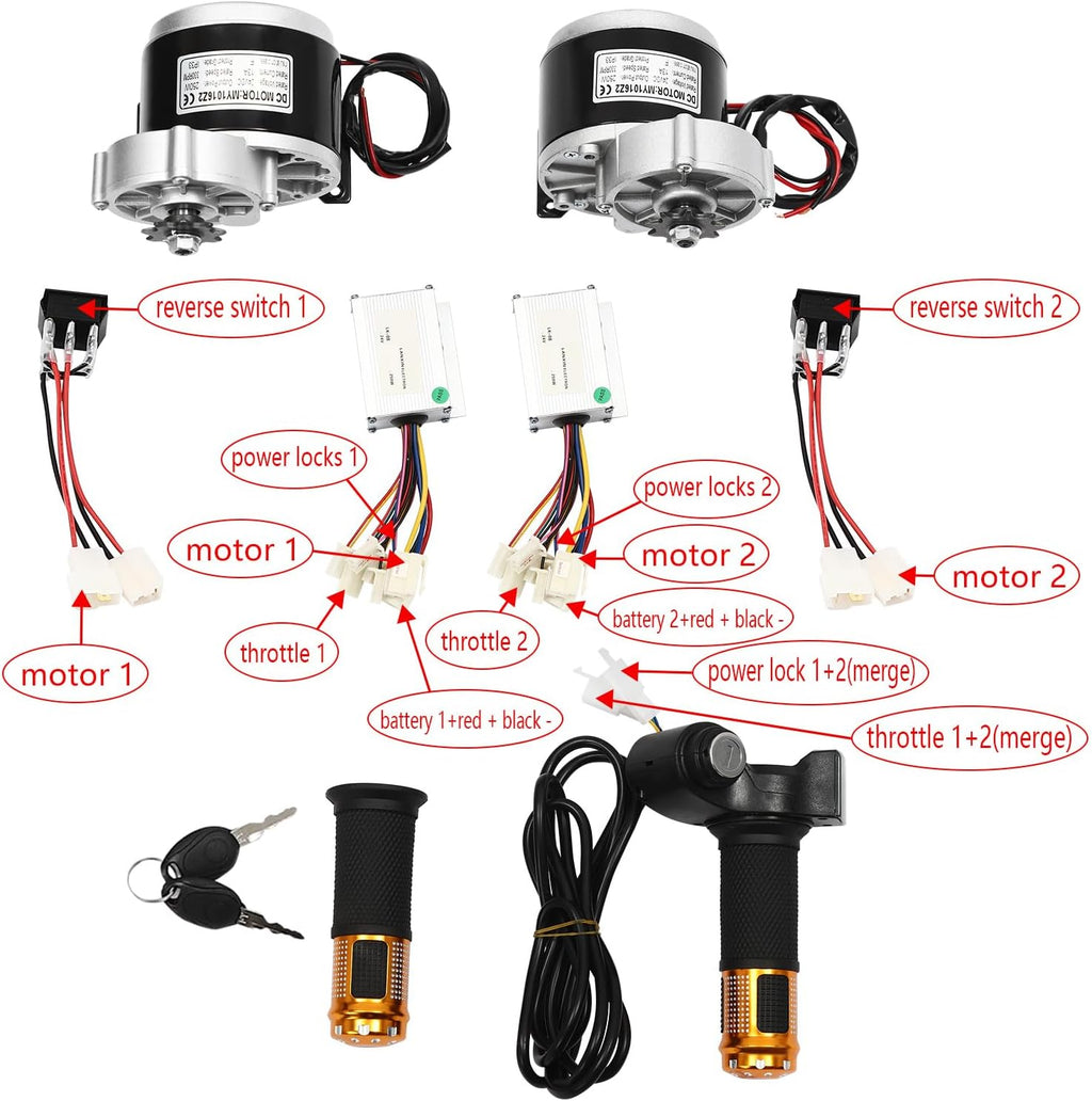10 Inch 24V Dual Drive Brush Gear Motor Air Wheel Conversion Kit M5693