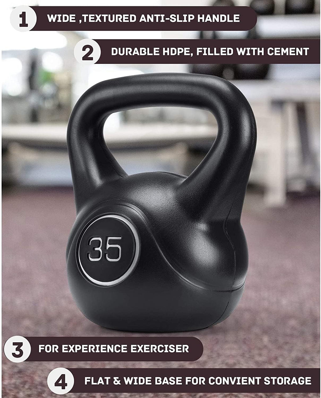 35lb Strength Training Kettlebell with HDPE Handle Workout Equipment Pack of 2 O7406