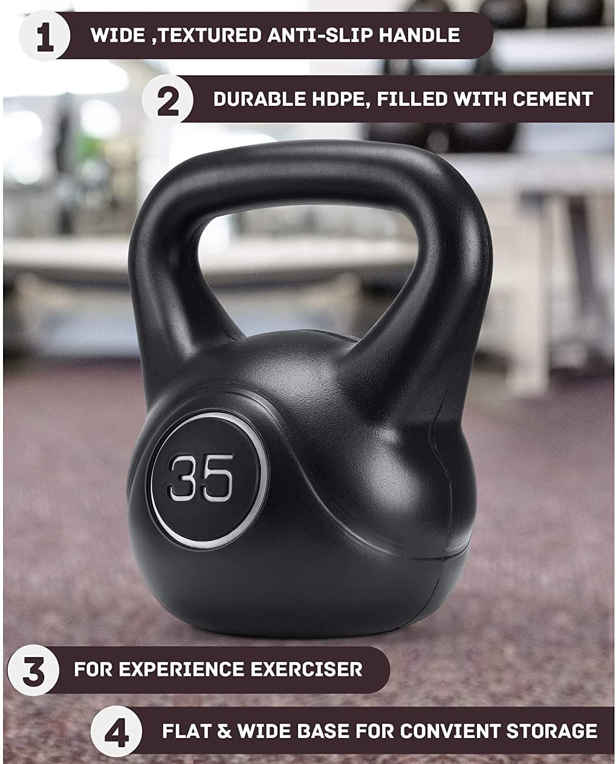 35lb Strength Training Kettlebell with HDPE Handle Workout Equipment Pack of 2 O7406