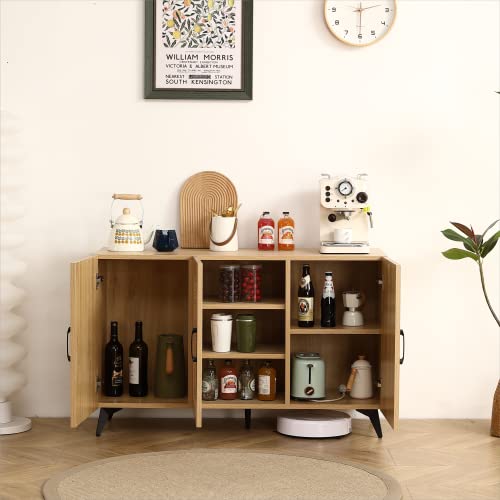 45" Sideboard Buffet Cabinet with Rattan Mesh Doors, Melamine and Carbon Steel Storage Cabinet V988