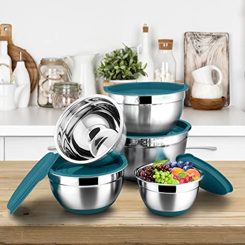 Set of 5 Stainless Steel Mixing Bowls with Lids (Black) Y322394