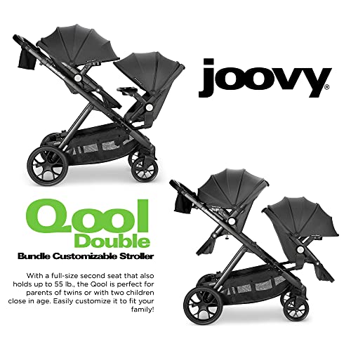 Double Stroller with Reconfigurable Seats, Magnetic Safety Harness, UPF 50 Sun Canopy, and Large Storage Basket, Jet L18393