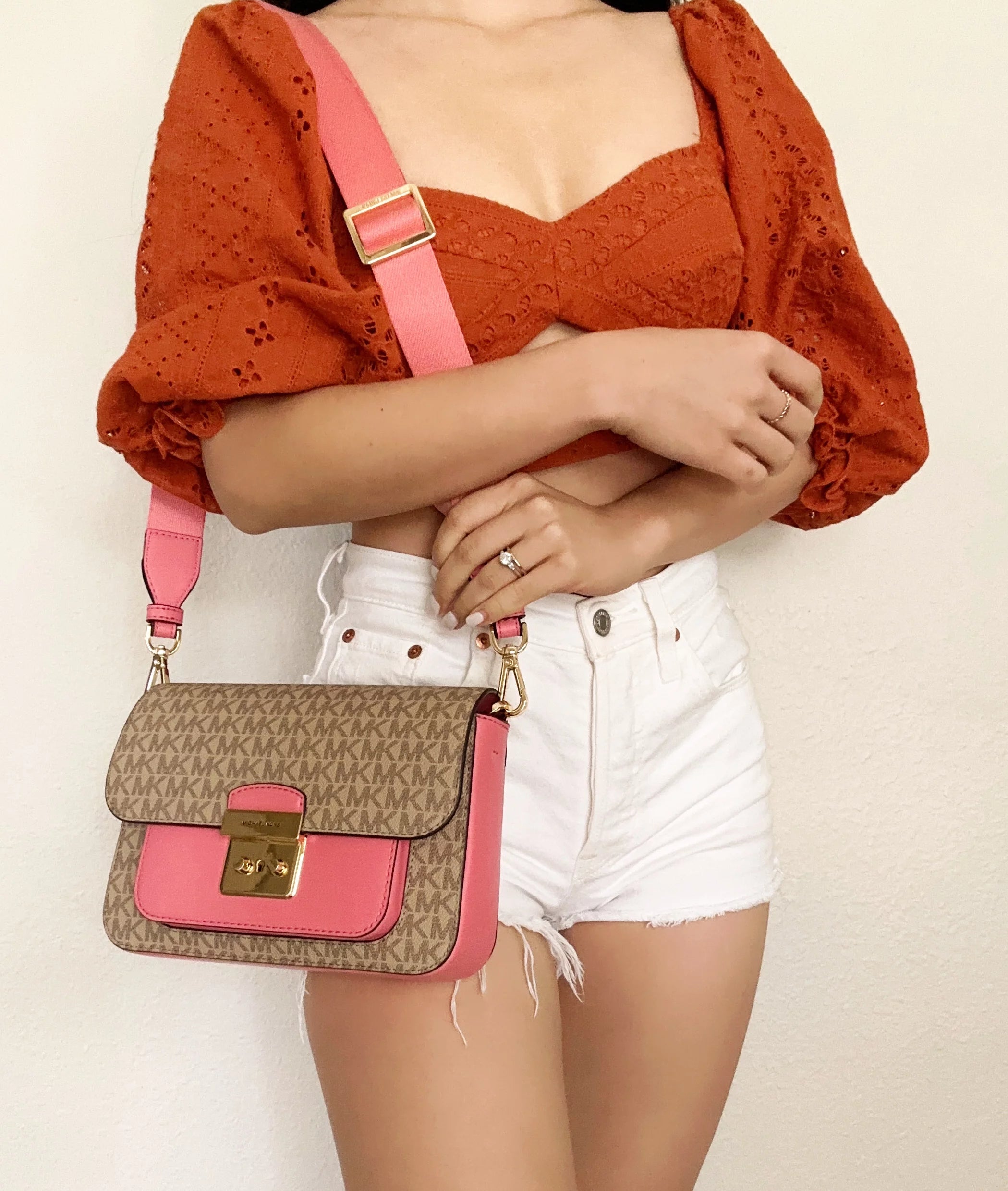 Medium PVC Leather Flap Crossbody Handbag M41397