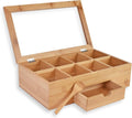 Bamboo Wood Tea Bag Storage Organizer with 8 Compartments and Drawer Q895689