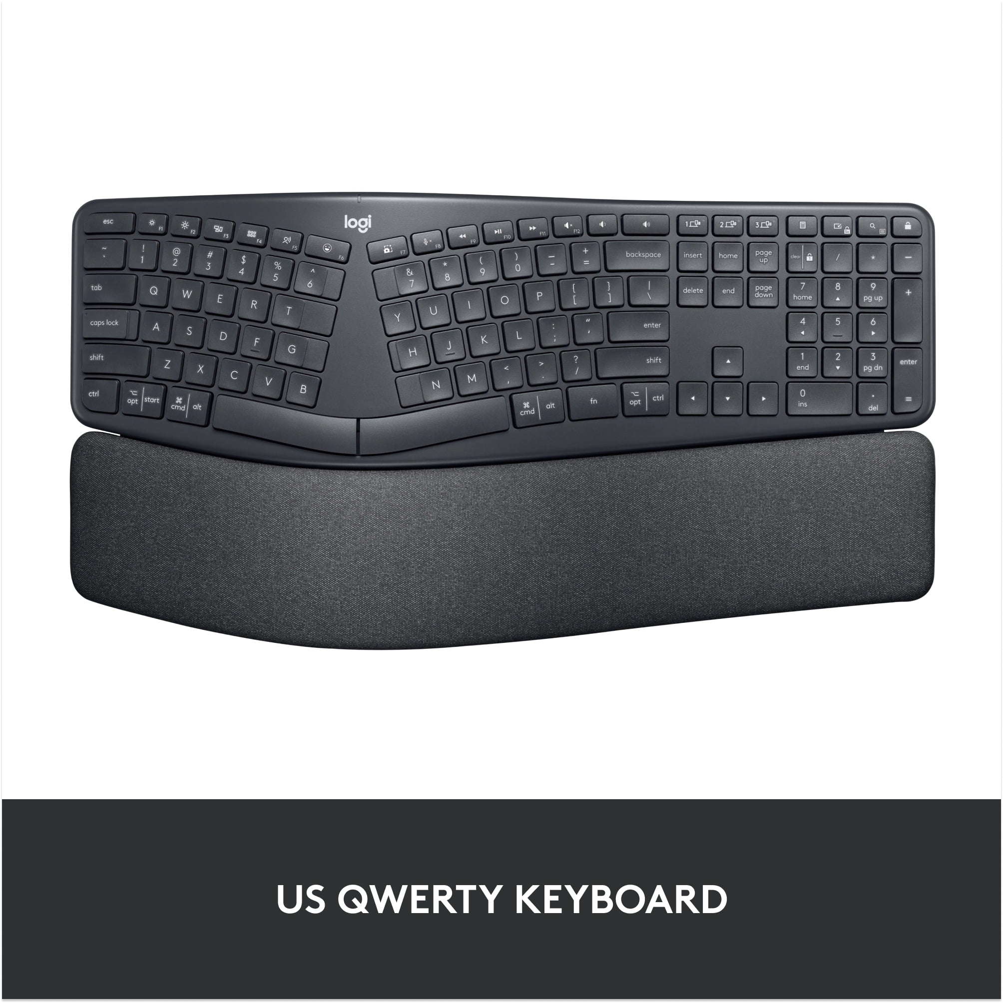 Graphite Ergonomic Split Keyboard with Wrist Rest F125996