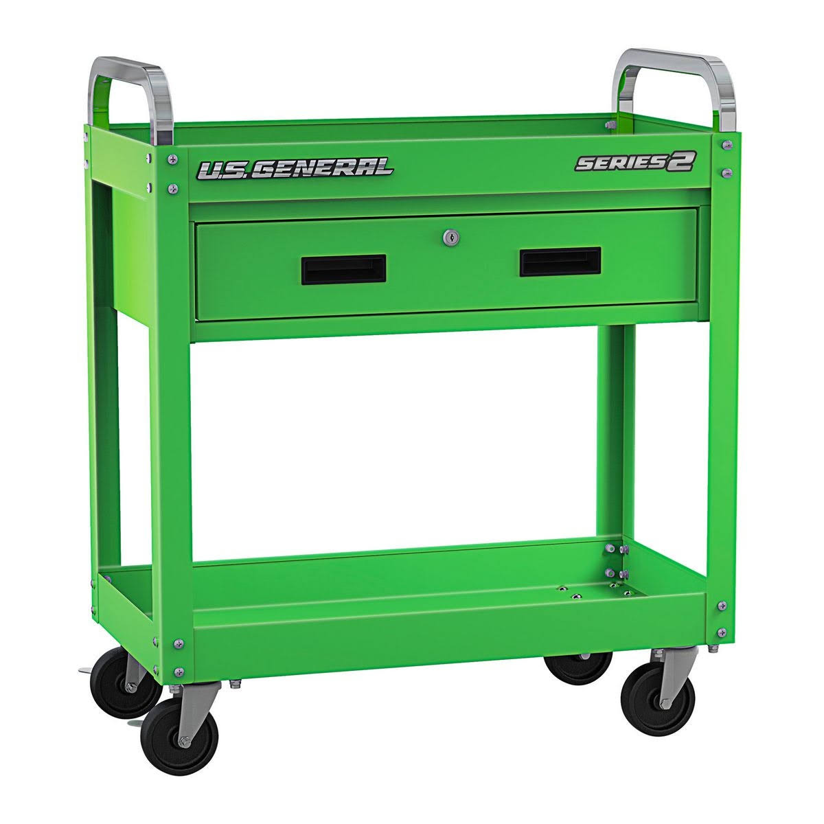 30 in. Green Service Cart with Drawer V258