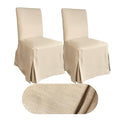 Set of 4 Solid Beige Linen Cotton Dining Chair Cover X156