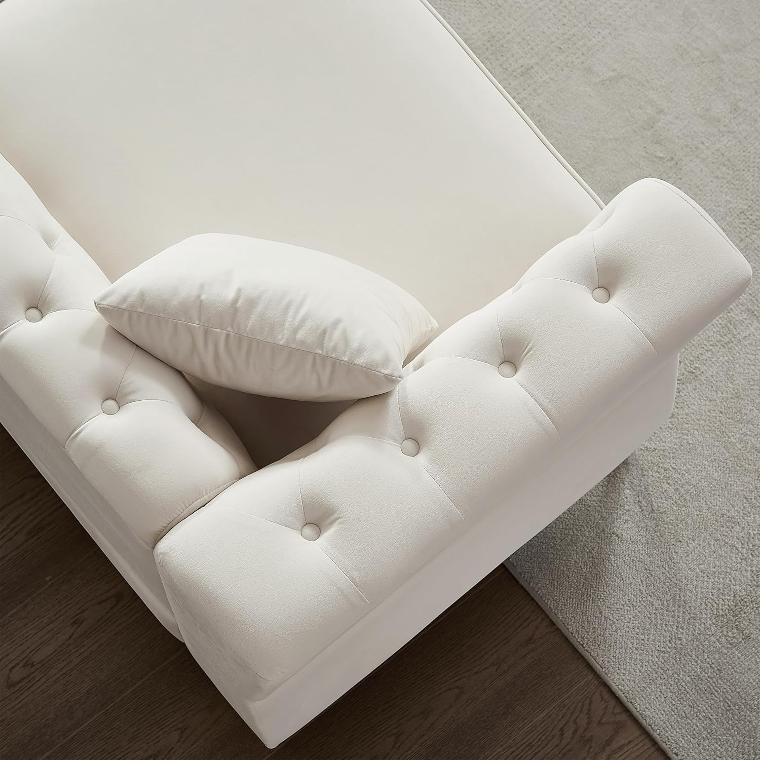 Grey Velvet 3 Seater Chesterfield Sofa with Metal Foot and Nailhead S3506