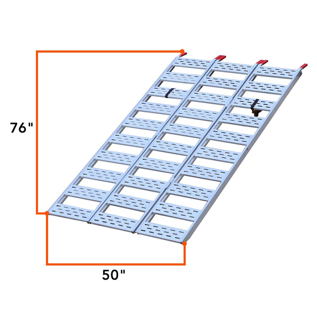 Aluminum Tri-Fold Ramp with Treads, 1,500 lb. Capacity, 50” W x 76” L Q5178
