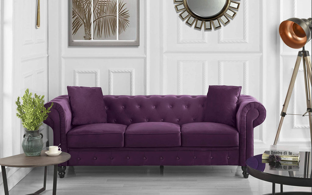 Purple Microfiber Chesterfield Sofa K75258