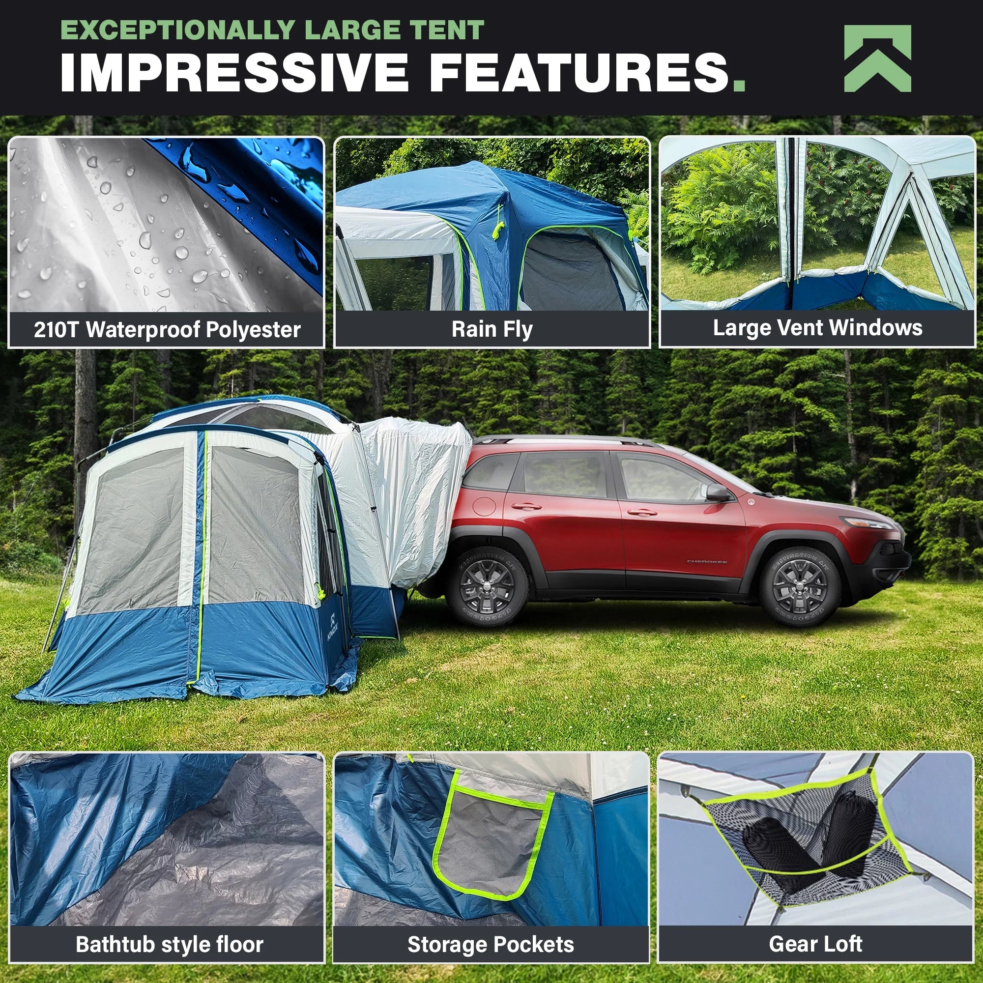 10-Person SUV Tent with 2 Screen Rooms Rainfly A3526