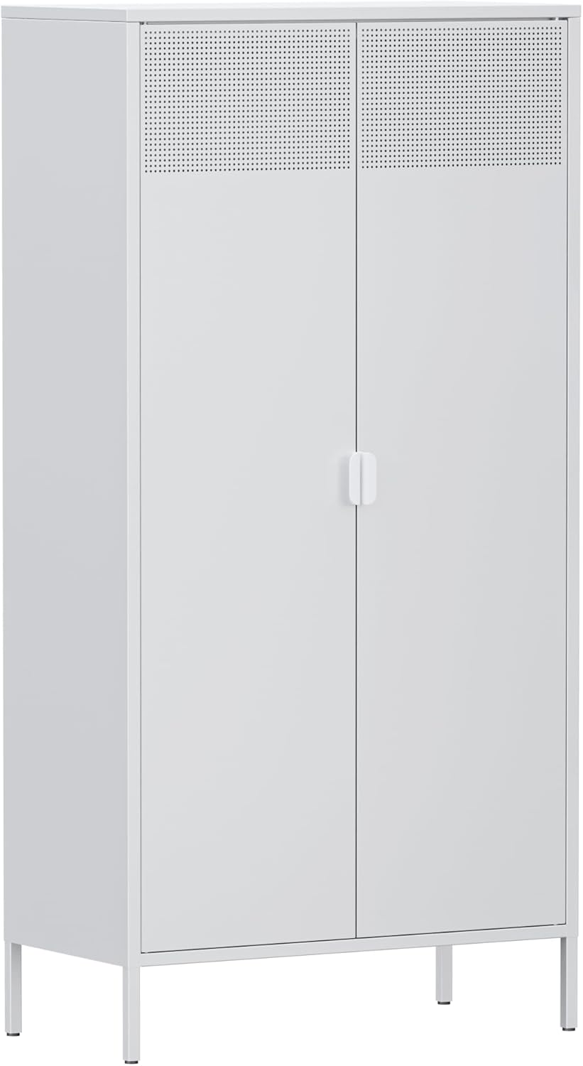 Metal Storage Cabinet with Adjustable Shelf & Removable Hanging Rods N1367