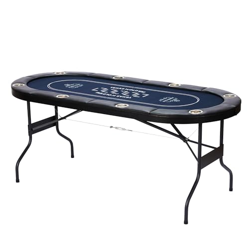 Blue Foldable Poker Table with Cup Holders P84429