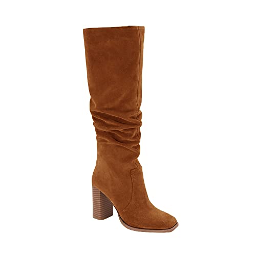 Womens Knee High Boots Chunky High Heel Square Toe Side Zipper Wide Calf Boot U1515