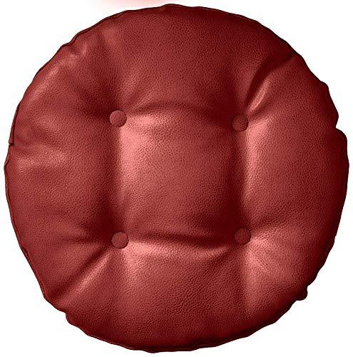 Saddle Brown 14" 4 Pack Faux Leather Round Bar Stool Cushions B69024