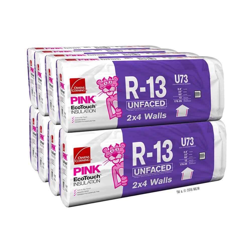 R-13 Pink Unfaced Fiberglass Insulation Batt 23 in. x 93 in. (8-Bags) H425830