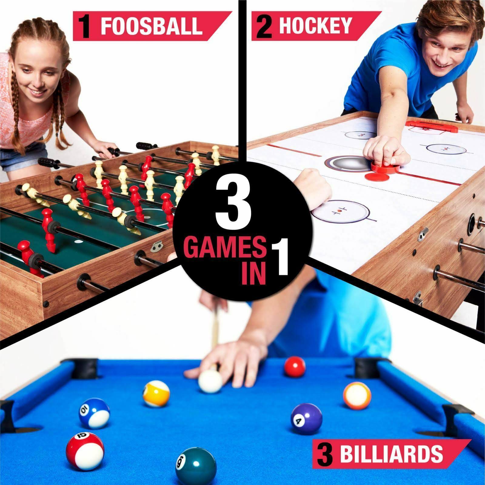 48 inch 3 in 1 Combo Game Table, Pool, Hockey, Foosball X130