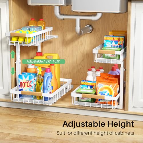 2 Pack 2 Tier Metal Slide Out Under Sink Organizer U5548