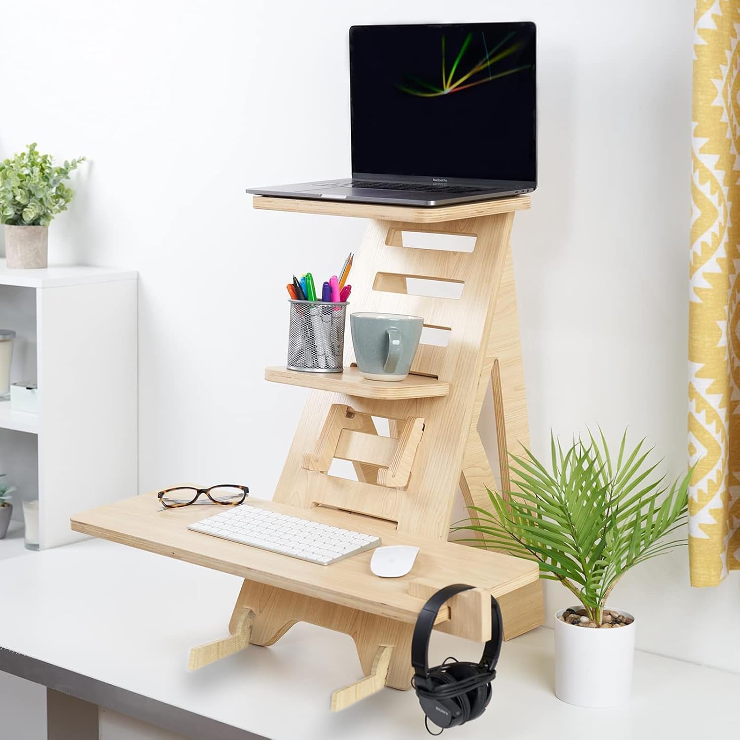 Adjustable Height Wooden Standing Desk Converter O477098