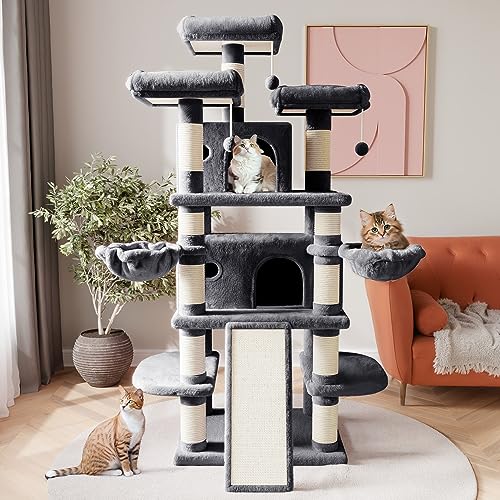 Beige Multi-Level Cat Tree with Condo D546459