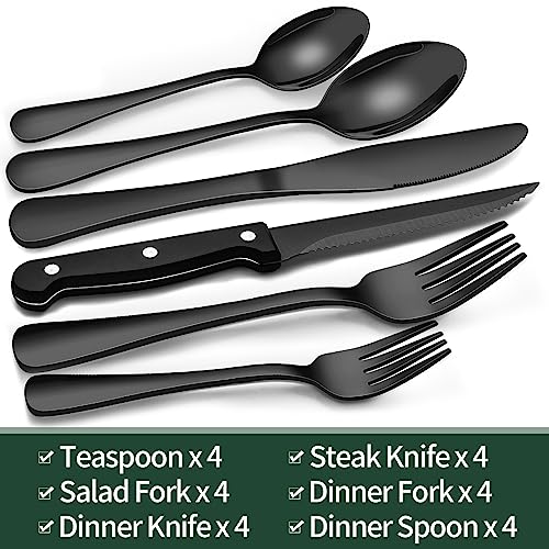 24-Piece Stainless Steel Flatware Set with Steak Knives A858