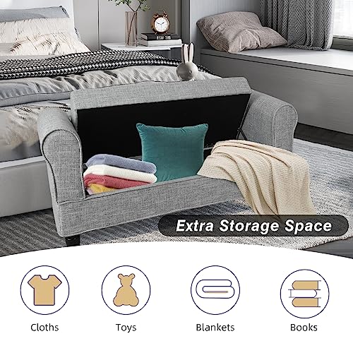 Light Grey Storage Bench with Arms W82360