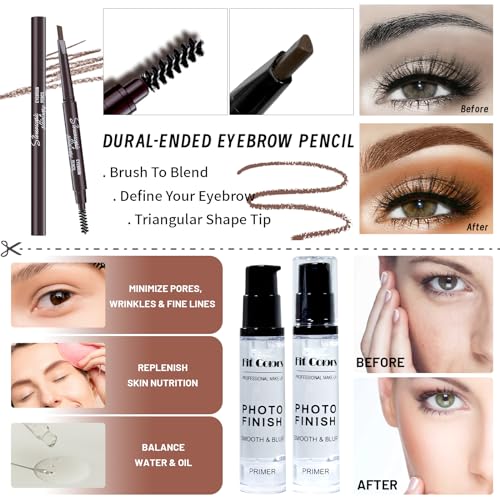 Makeup Kit with CC Cream Foundation Eyeshadow Primer Concealer Lip Gloss Eyeliner Pencil Mascara Makeup Brush & Sponges N121