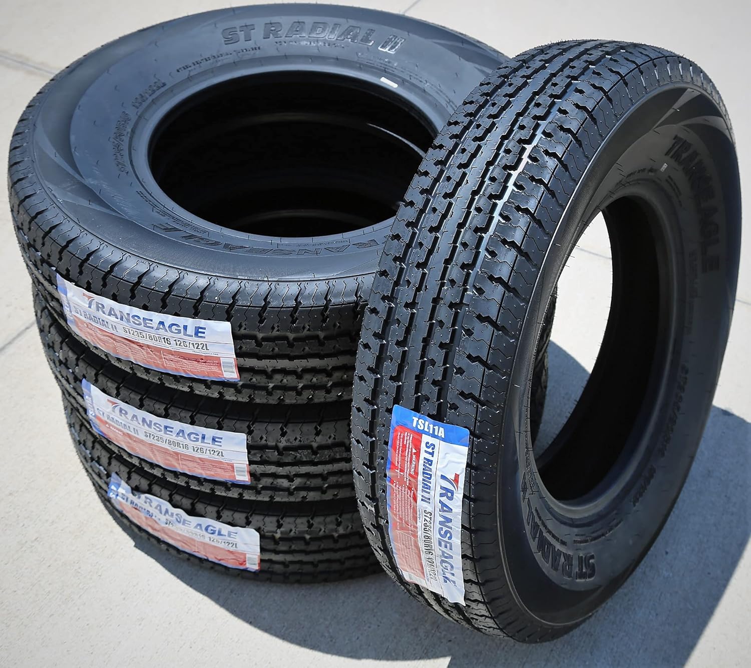 Set of 2 ST235/80R16 Trailer Radial Tires, Load Range F, 12-Ply, Black Side Wall V62504