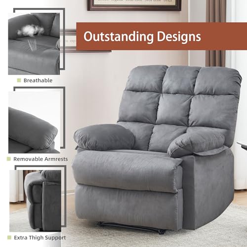 Gray Upholstered Rocking Recliner Chair M16042
