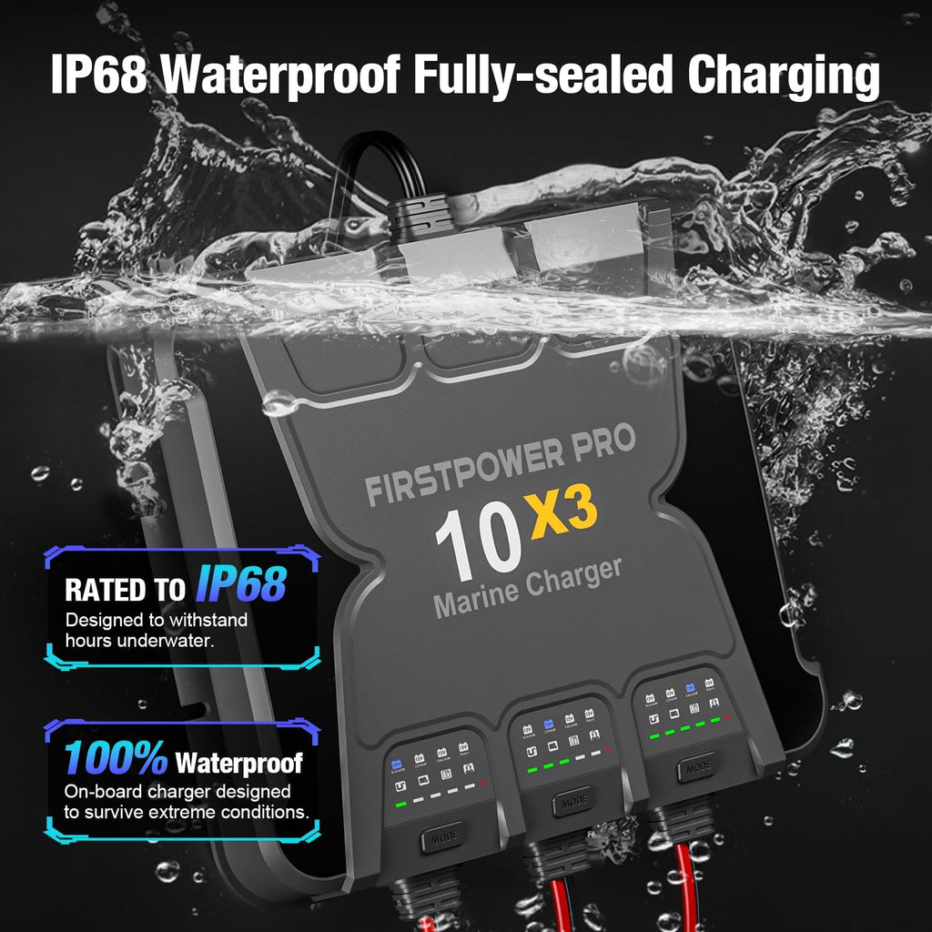 30A 12V Waterproof Onboard Battery Charger for SLA/AGM, Lithium, Calcium & Deep-Cycle Battery U33984