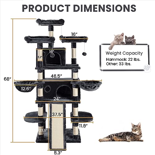 Beige Multi-Level Cat Tree with Condo D546459