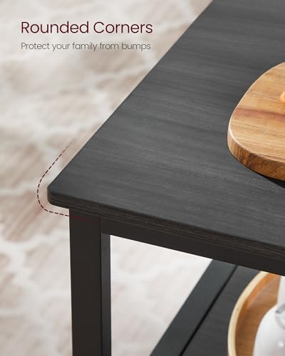 Rustic Brown and Black Kitchen Island with 3 Shelves N197