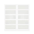 White Primed Double Sliding Pocket Door 60" x 80" with 5 Lites Tempered Frosted Glass Panels Y427411