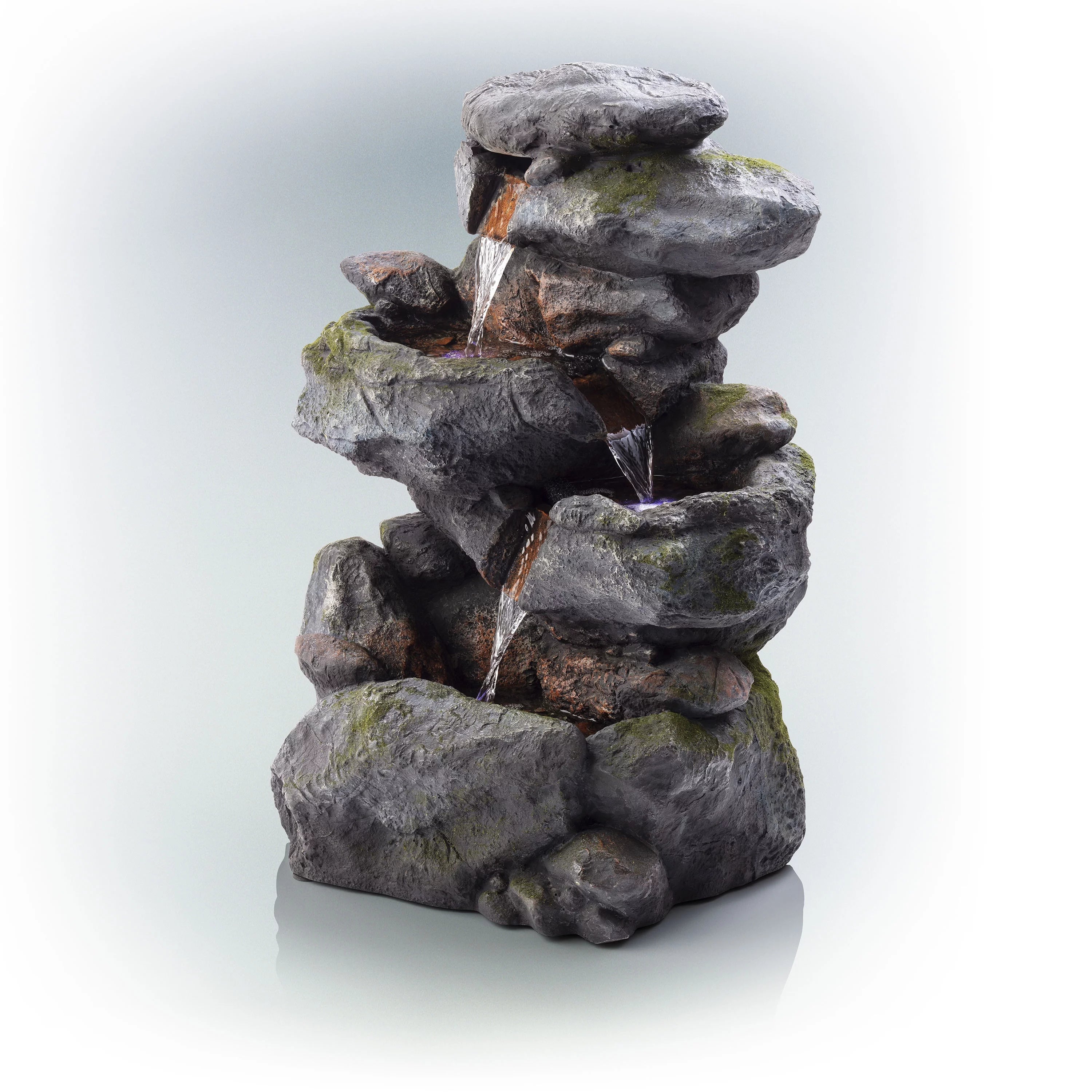 22" Outdoor 3-Tier Rock Tabletop Fountain Y23578