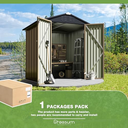 Brown 6 x 8 ft. Metal Outdoor Storage Shed J8590