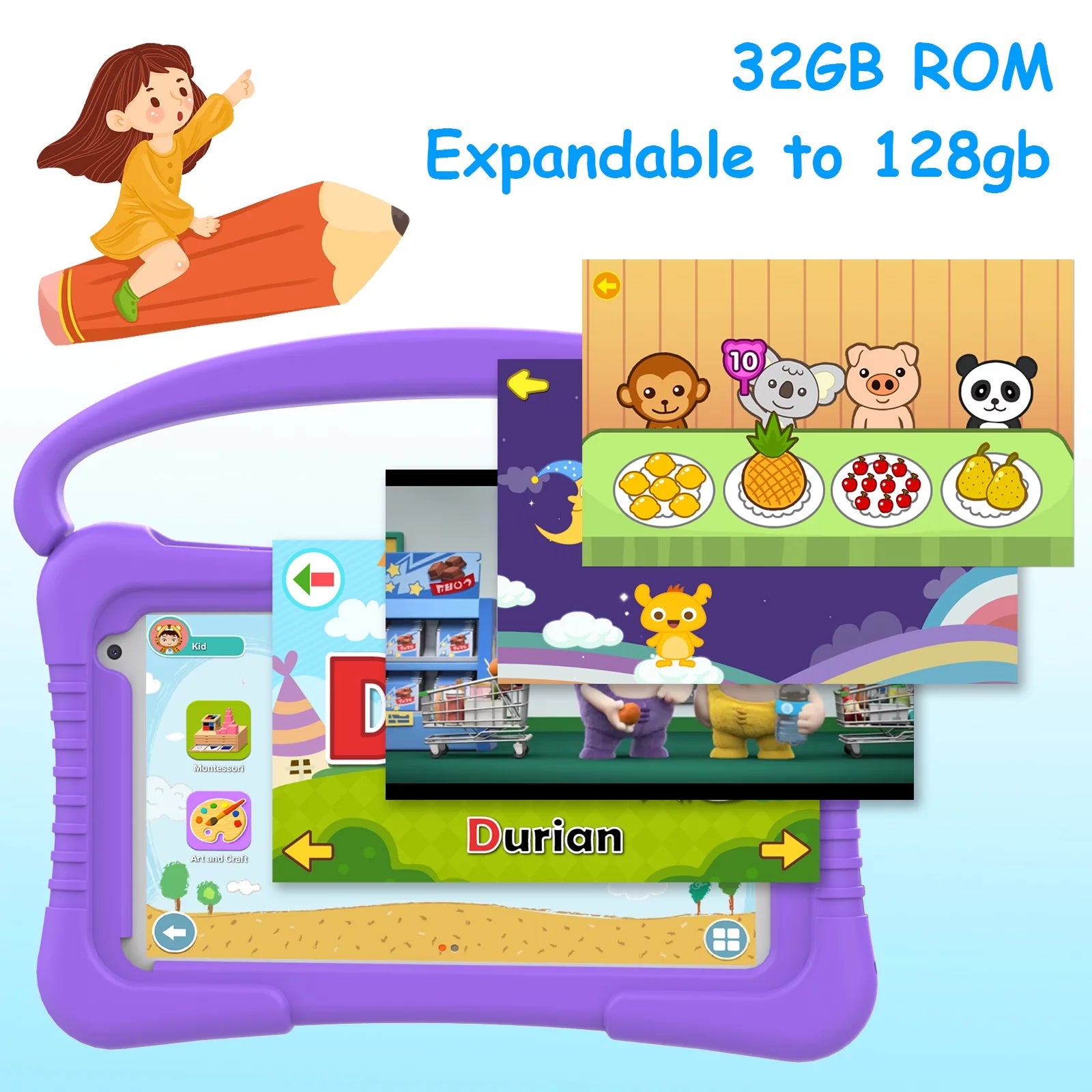 Purple 7 inch Android 11 Tablet with Silicone Case I258090