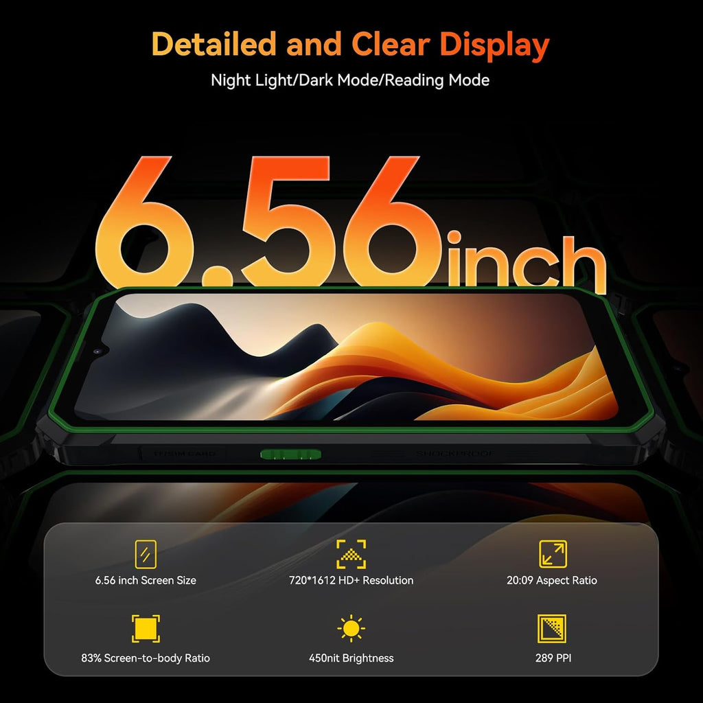 Rugged Phone 13000mAh 6.56" Android 13 8GB+64GB IP69K Waterproof 4G P341130