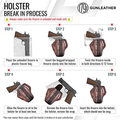Right Hand OWB Leather Gun Holster for Belts fits All 1911 Models with 4" and 5" Barrels C296739