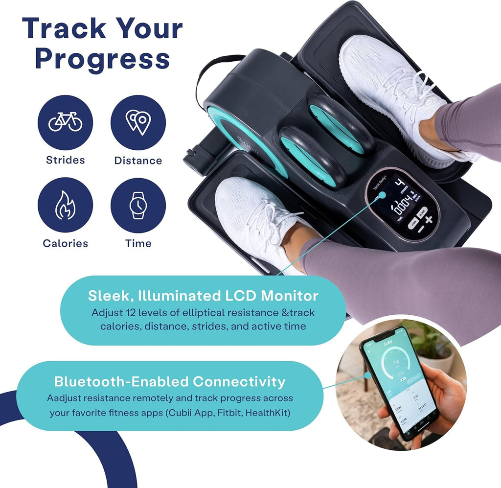 Under Desk Seated Elliptical Pedal Exerciser with Upper Body Resistance Bands O33343