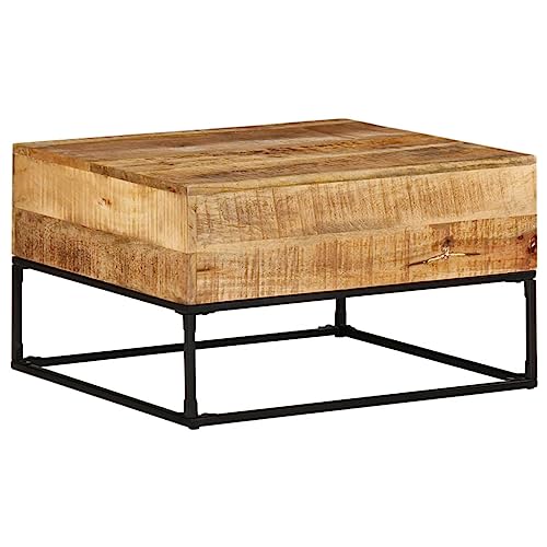 Rough Mango Wood Coffee Table with Iron Legs V84823