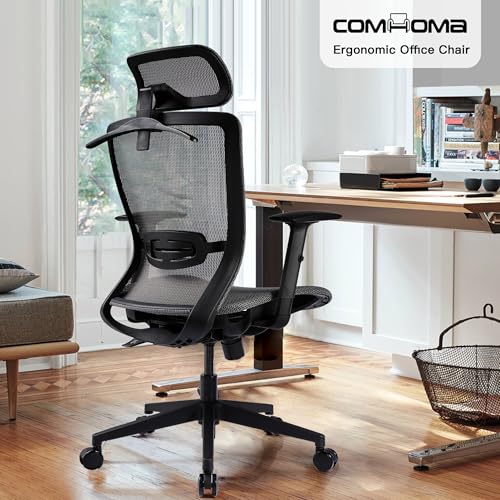 Black Ergonomic Mesh Gaming Chair with Headrest J532