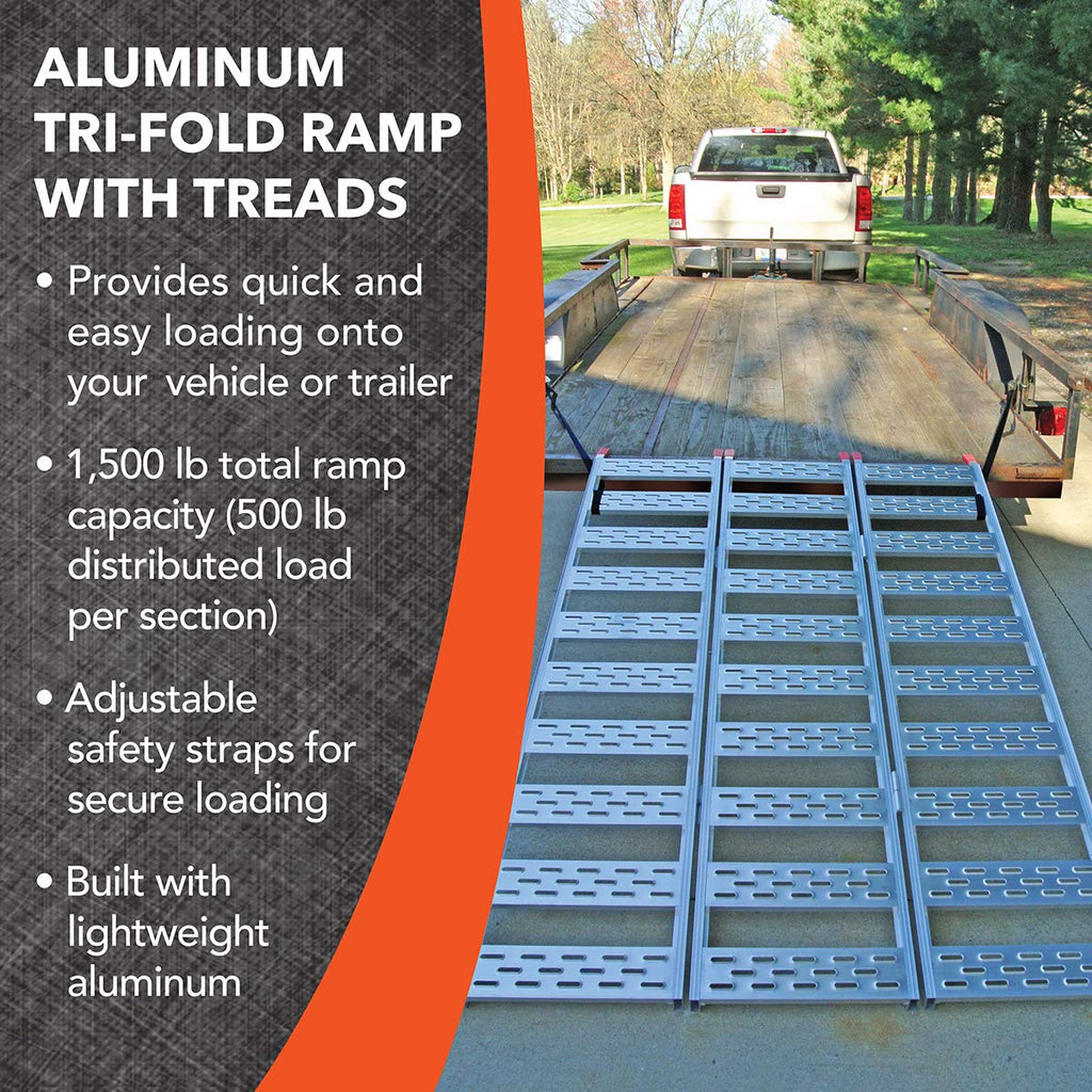 Aluminum Tri-Fold Ramp with Treads, 1,500 lb. Capacity, 50” W x 76” L Q5178