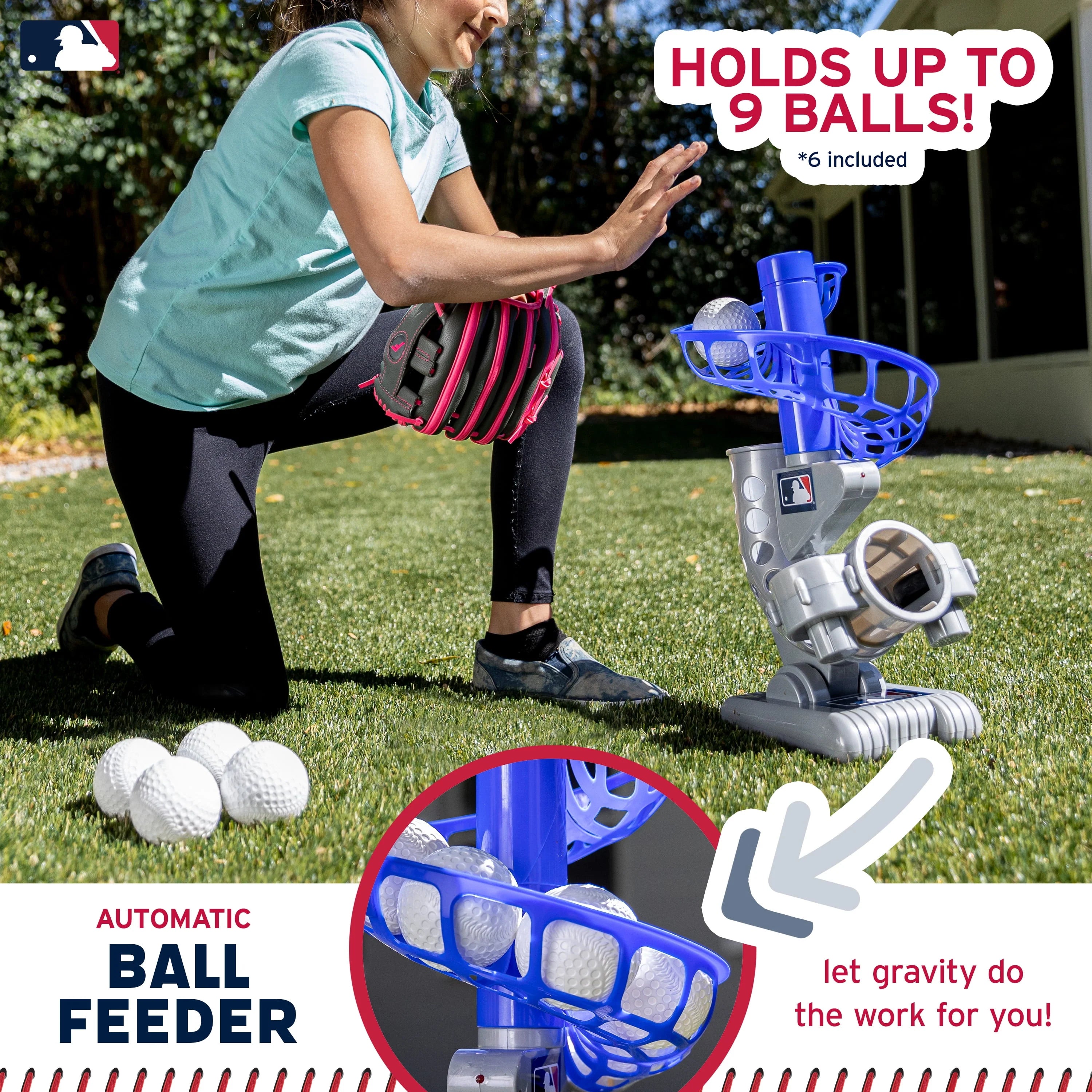 Kids Baseball Pitching Machine Height Adjustable with 6 Plastic Balls R654